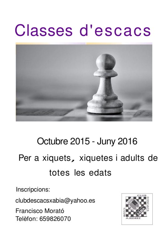 Clases d'escacs Xàbia 2015-16